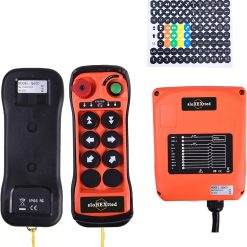 Electric Chain Hoist Crane Overhead Tower Bridge Industrial Wireless Radio Remote Control Transmitter and Receiver AC DC 12-24V 6 Buttons w/Emergency Stop(12-24V AC/DC)