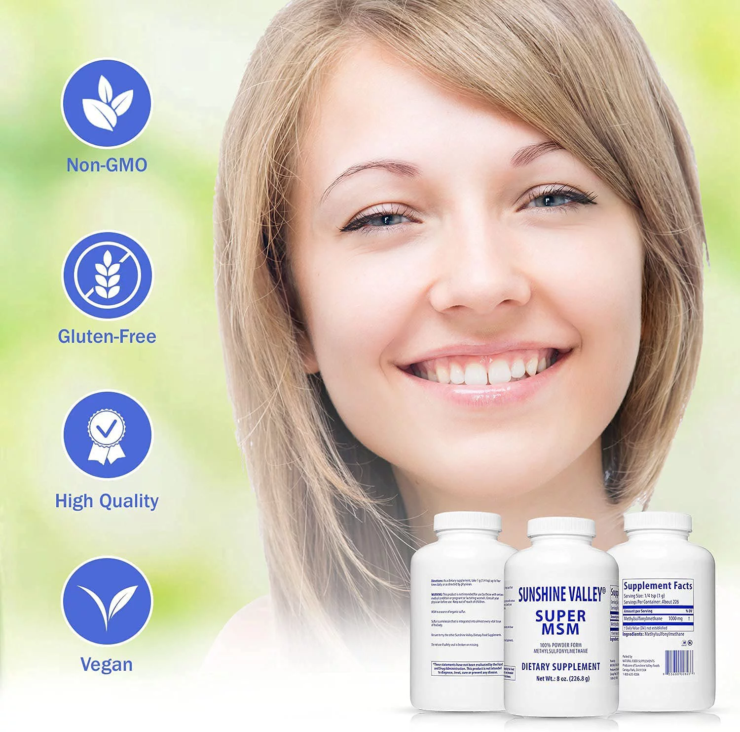 Sunshine Valley Super MSM Supplement Powder for Joint & Skin Health (16oz) - Image 3