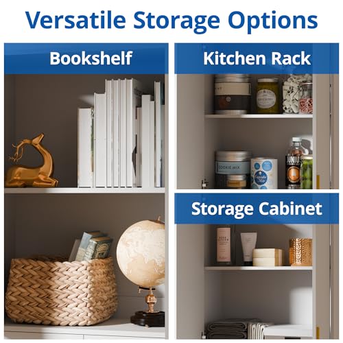 Cozy Castle Kitchen Pantry Cabinet, 71 Tall Wood Storage Cabinet with Doors and Shelves 4 Doors Freestanding Cupboard Utility Hutch for Dining Room Living Room Bathroom Furniture, Gray - Image 42