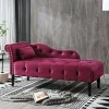 TJUNBOLIFE Velvet Chaise Lounge Indoor  60u201D Tufted Upholstered Lounge Chair with Pillow & Rolled Arm Nailhead Trim for Bedroom Living Room Office  Grey