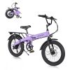 Folding Electric Bike for Adults, 20??3.0 Fat Tire Electric Bicycle, 374.4Wh Battery Ebike, 20MPH Electric Cargo Bike with LCD Color Display & 6 Speed Gears (Fits for 5’0+)