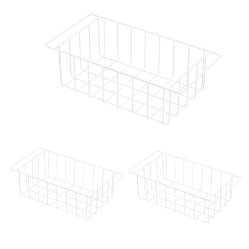 Freezer Wire Baskets, Kitchen Storage Organizer Bins for Chest and Upright Freezer, Refrigerator Dividers Containers with Handles – Pearl White (3) - Image 6