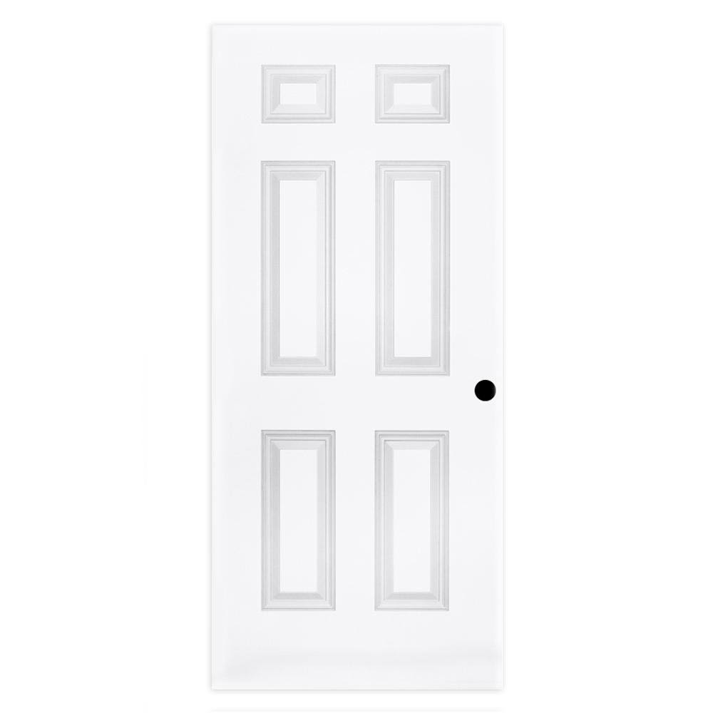 Steves u0026 Sons 30 in. x 80 in. 6-Panel Textured Hollow Core White Primed Pre-Bored Composite Interior Door Slab